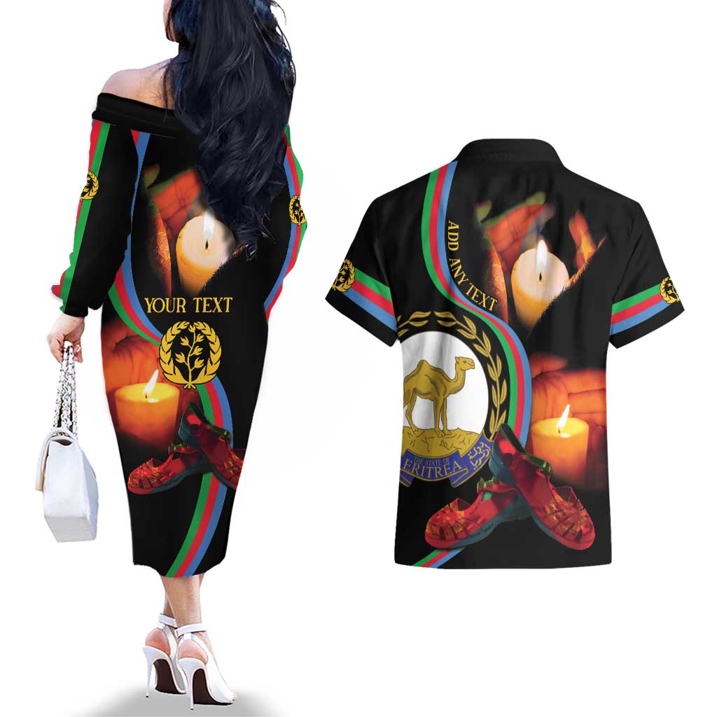 Personalized Eritrea Maelti Siwuat Couples Matching Off The Shoulder Long Sleeve Dress and Hawaiian Shirt Candle Vigil Glory To Our Martyrs Eritrea LT9 - Wonder Print Shop