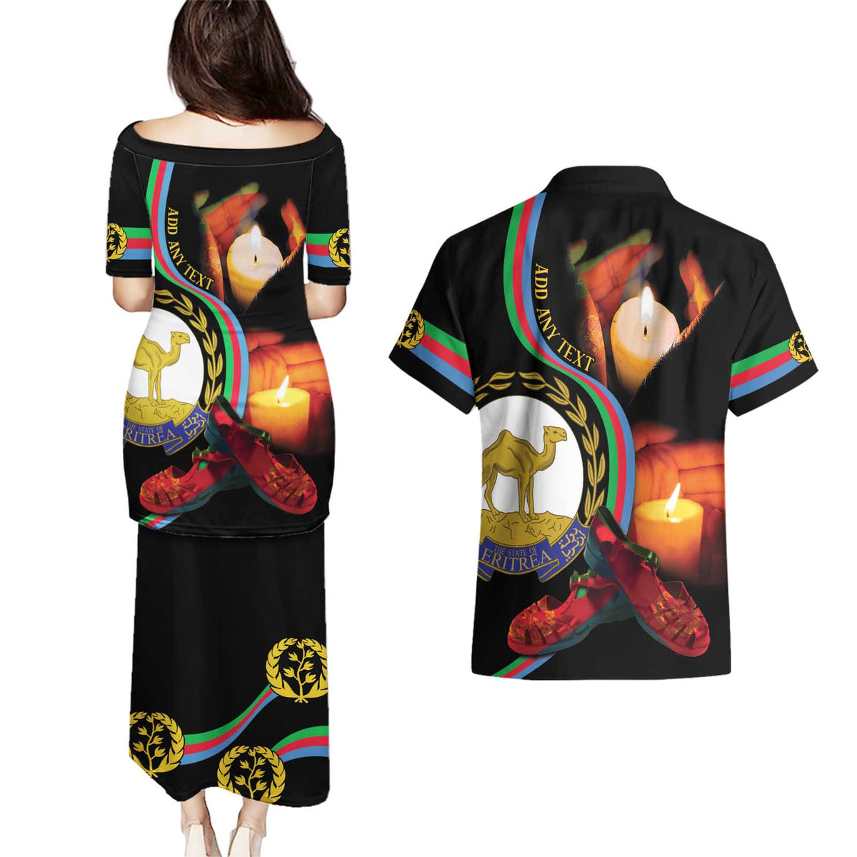 Personalized Eritrea Maelti Siwuat Couples Matching Puletasi and Hawaiian Shirt Candle Vigil Glory To Our Martyrs Eritrea LT9 - Wonder Print Shop