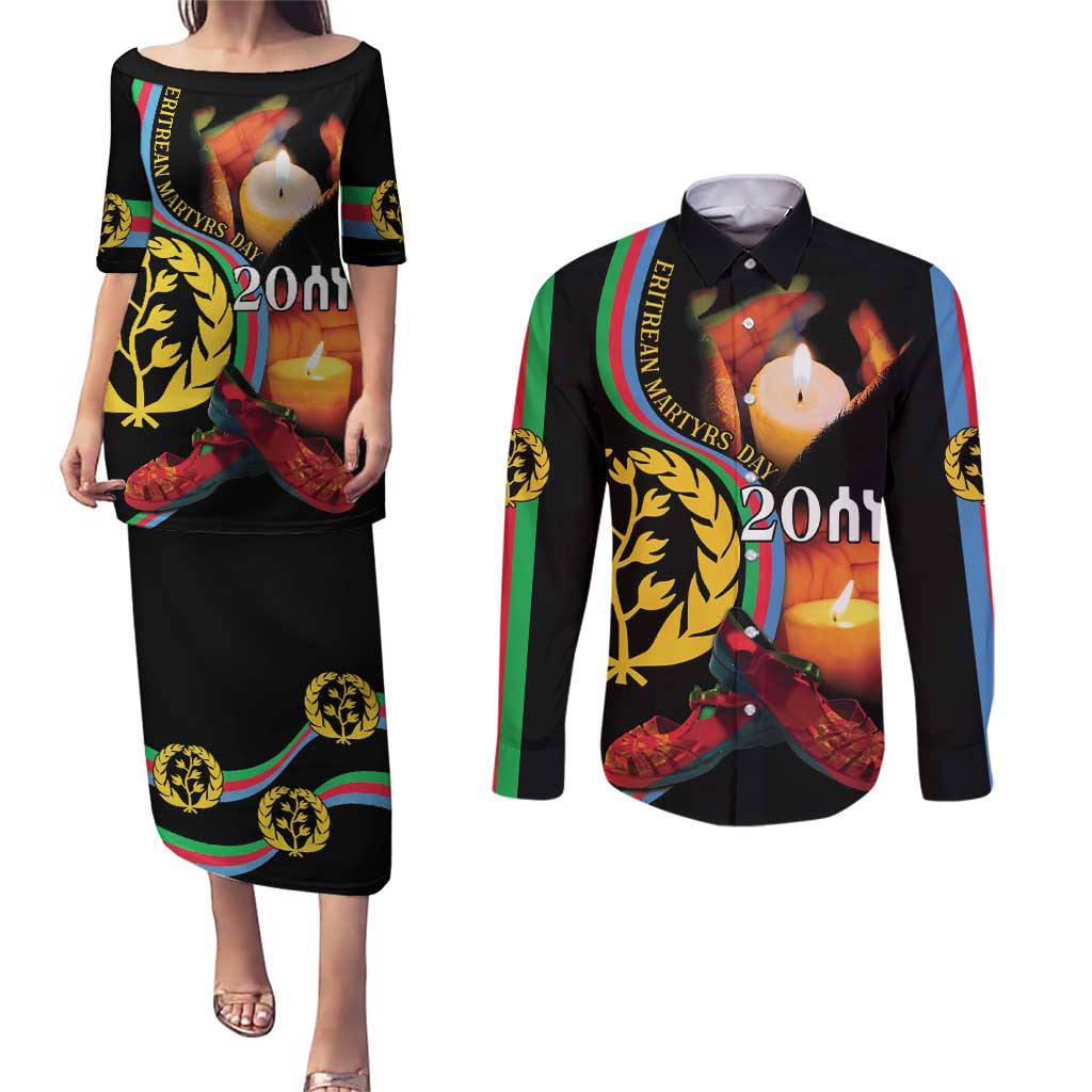Personalized Eritrea Maelti Siwuat Couples Matching Puletasi and Long Sleeve Button Shirt Candle Vigil Glory To Our Martyrs Eritrea LT9 - Wonder Print Shop
