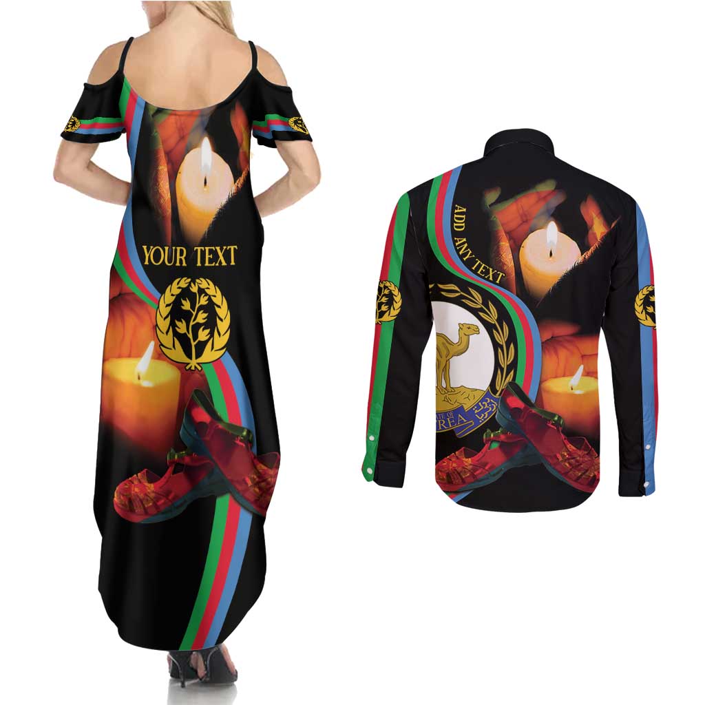 Personalized Eritrea Maelti Siwuat Couples Matching Summer Maxi Dress and Long Sleeve Button Shirt Candle Vigil Glory To Our Martyrs Eritrea LT9 - Wonder Print Shop