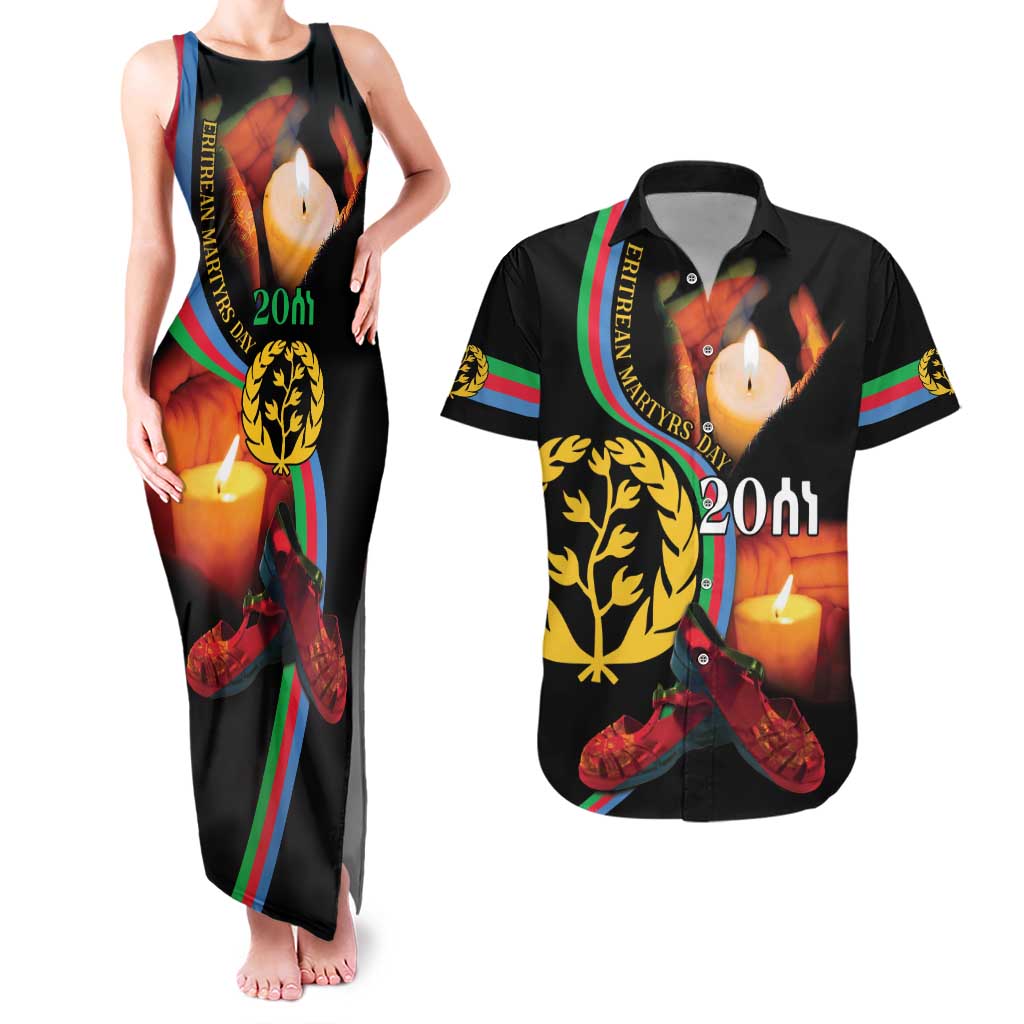 Personalized Eritrea Maelti Siwuat Couples Matching Tank Maxi Dress and Hawaiian Shirt Candle Vigil Glory To Our Martyrs Eritrea LT9 - Wonder Print Shop