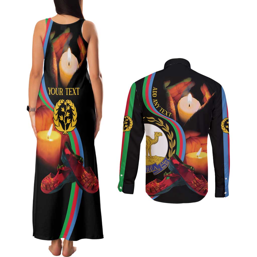 Personalized Eritrea Maelti Siwuat Couples Matching Tank Maxi Dress and Long Sleeve Button Shirt Candle Vigil Glory To Our Martyrs Eritrea LT9 - Wonder Print Shop