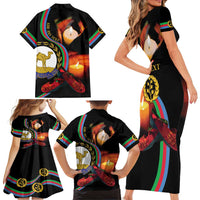 Personalized Eritrea Maelti Siwuat Family Matching Short Sleeve Bodycon Dress and Hawaiian Shirt Candle Vigil Glory To Our Martyrs Eritrea - Wonder Print Shop