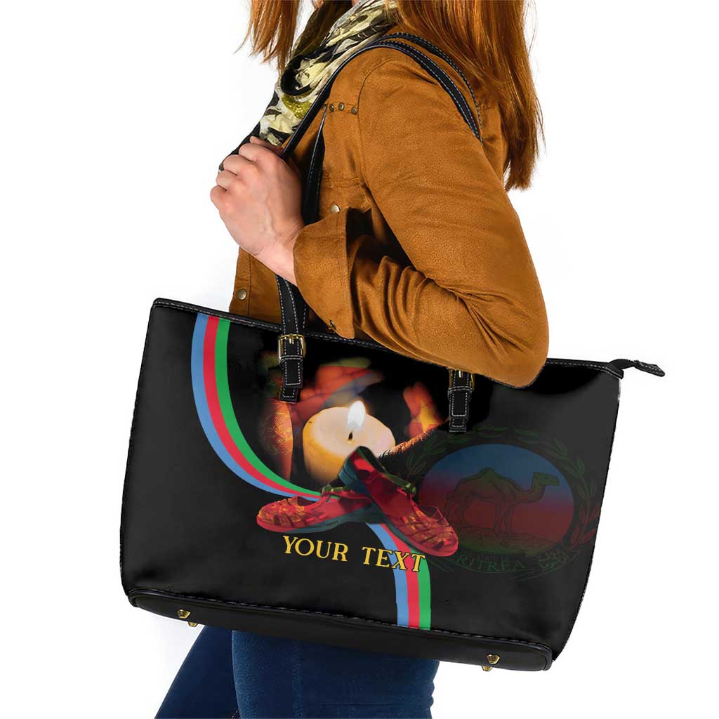 Personalized Eritrea Maelti Siwuat Leather Tote Bag Candle Vigil Glory To Our Martyrs Eritrea - Wonder Print Shop