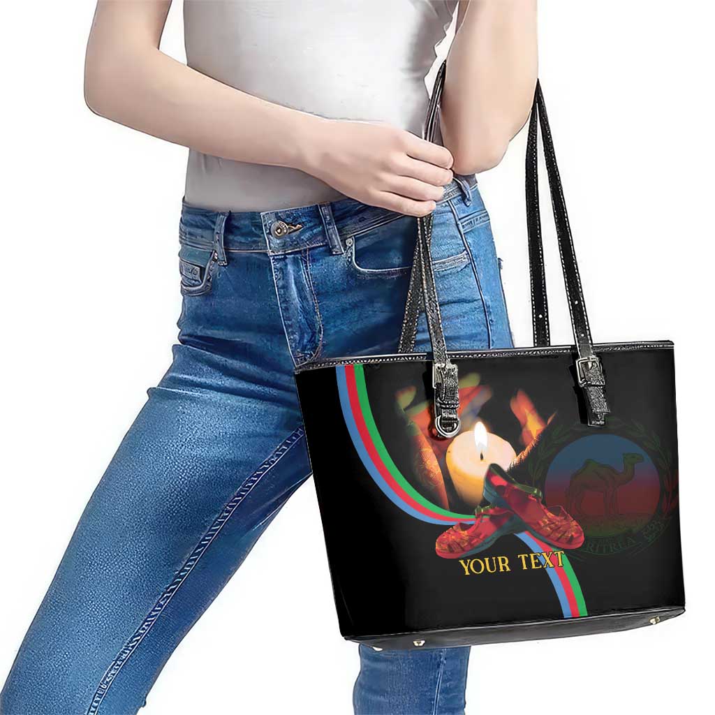 Personalized Eritrea Maelti Siwuat Leather Tote Bag Candle Vigil Glory To Our Martyrs Eritrea - Wonder Print Shop