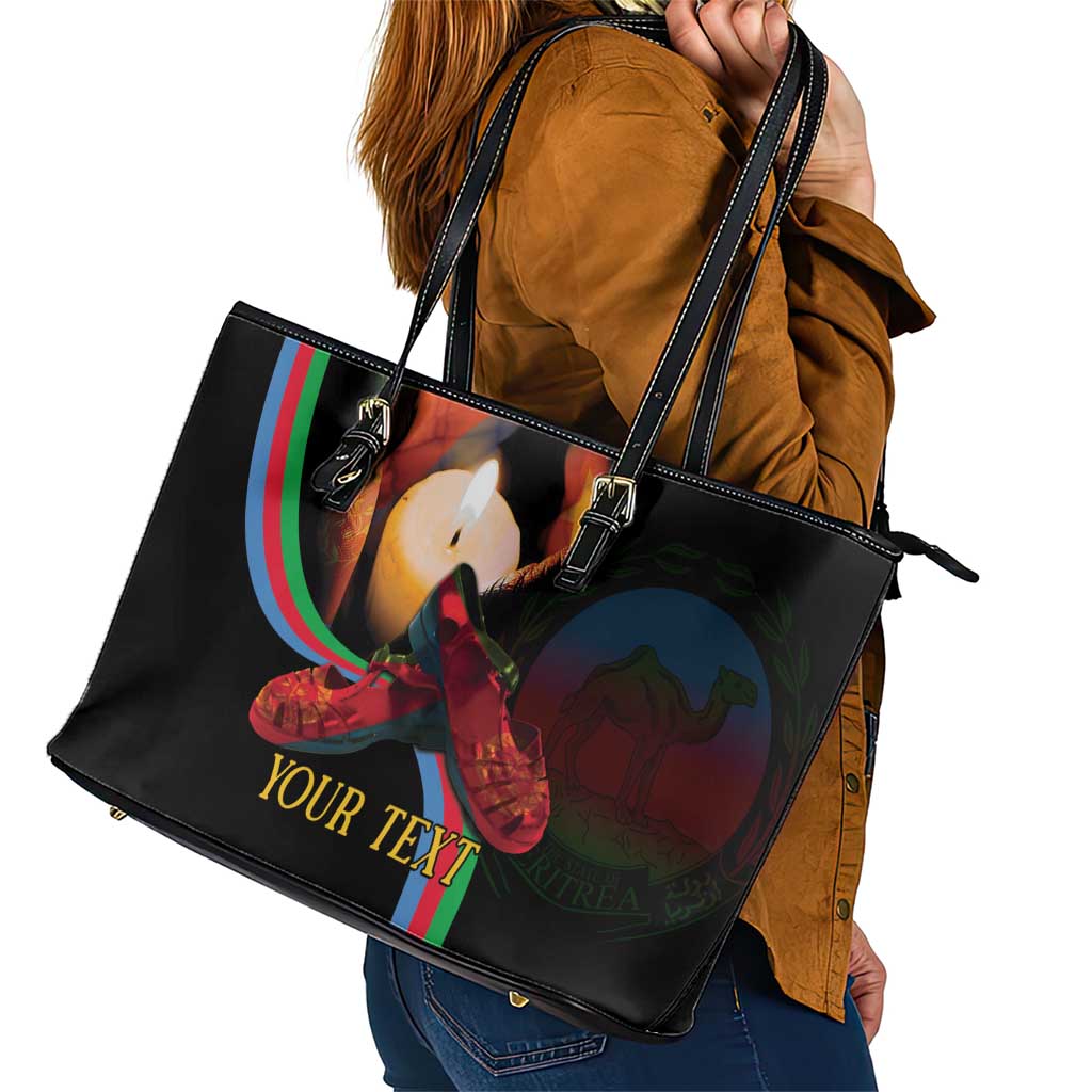 Personalized Eritrea Maelti Siwuat Leather Tote Bag Candle Vigil Glory To Our Martyrs Eritrea - Wonder Print Shop