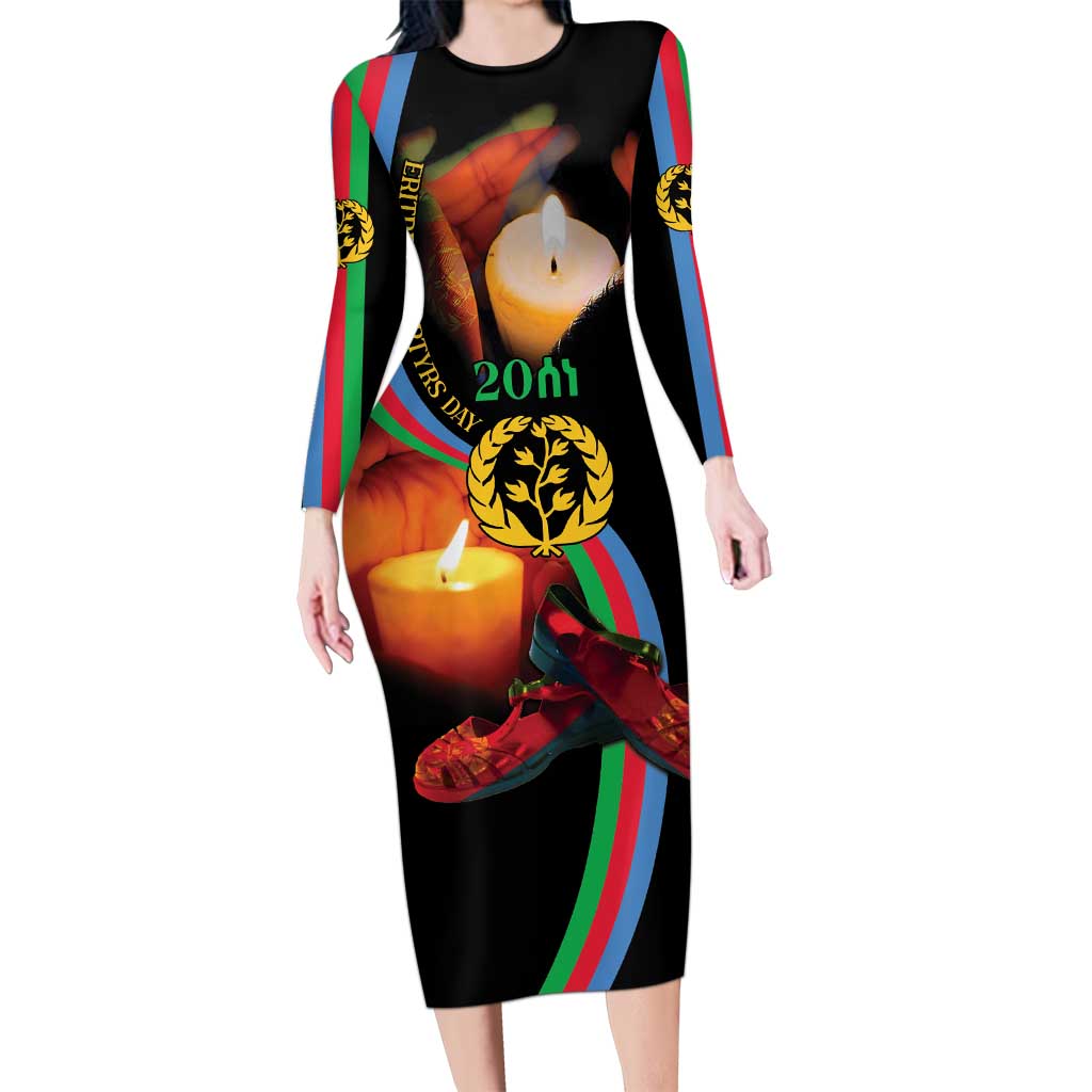 Personalized Eritrea Maelti Siwuat Long Sleeve Bodycon Dress Candle Vigil Glory To Our Martyrs Eritrea - Wonder Print Shop