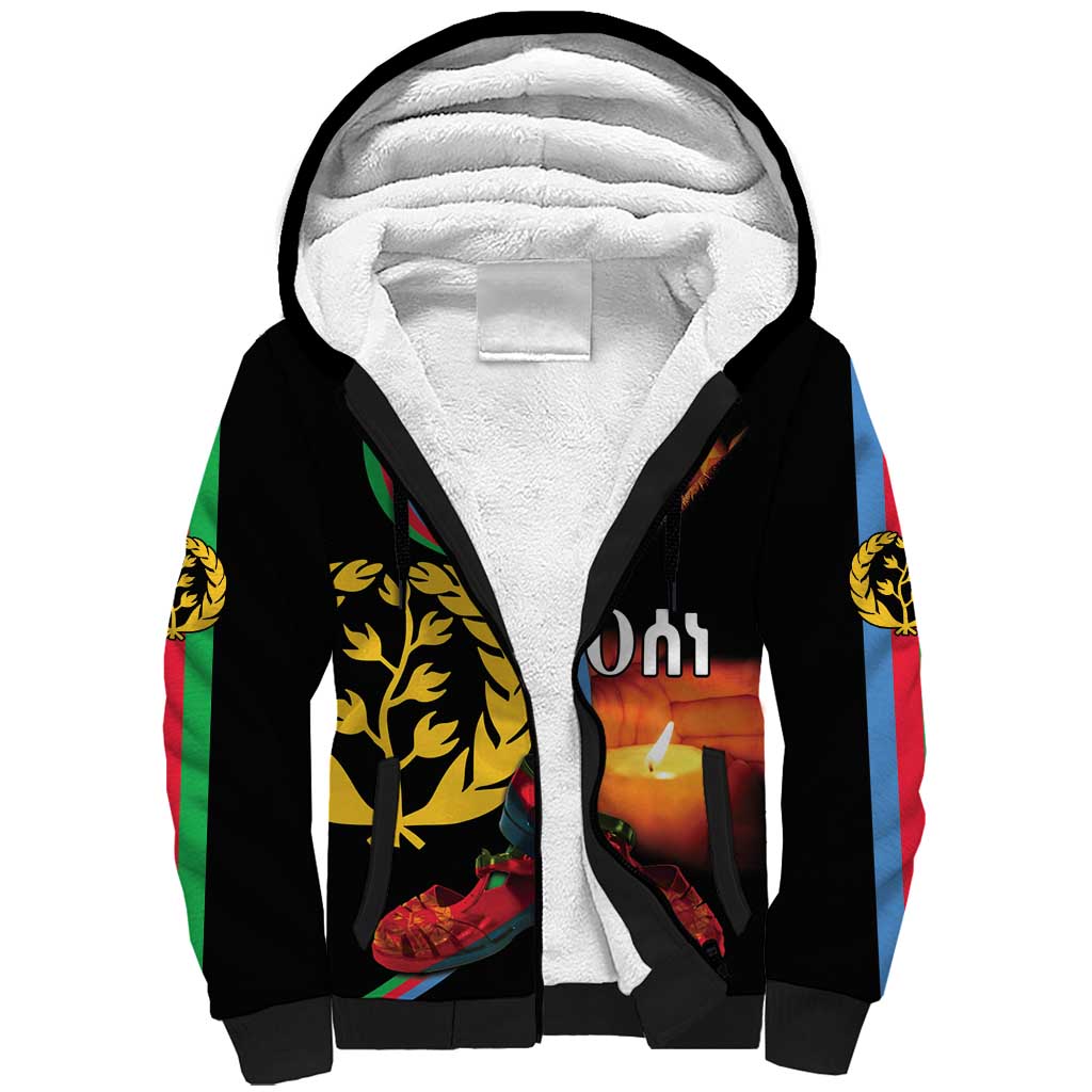 Personalized Eritrea Maelti Siwuat Sherpa Hoodie Candle Vigil Glory To Our Martyrs Eritrea - Wonder Print Shop