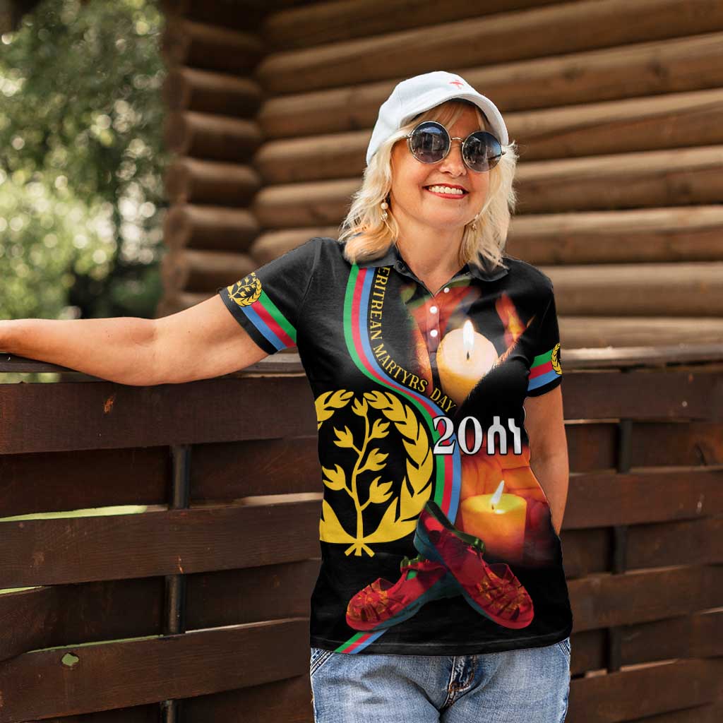 Personalized Eritrea Maelti Siwuat Women Polo Shirt Candle Vigil Glory To Our Martyrs Eritrea - Wonder Print Shop