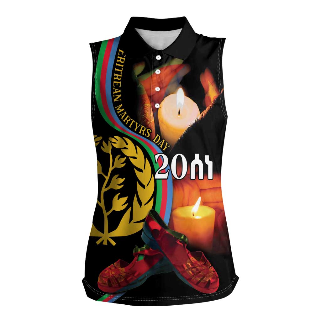 Personalized Eritrea Maelti Siwuat Women Sleeveless Polo Shirt Candle Vigil Glory To Our Martyrs Eritrea - Wonder Print Shop