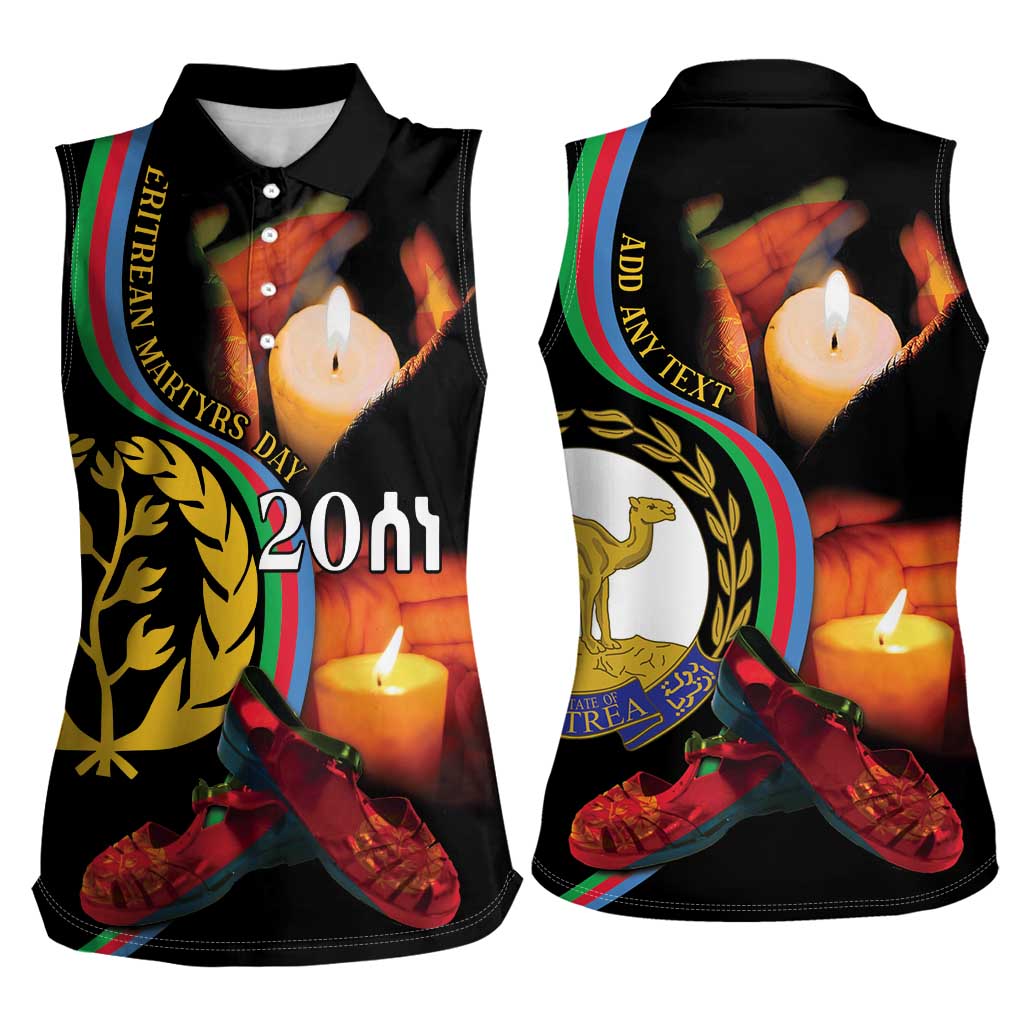 Personalized Eritrea Maelti Siwuat Women Sleeveless Polo Shirt Candle Vigil Glory To Our Martyrs Eritrea - Wonder Print Shop