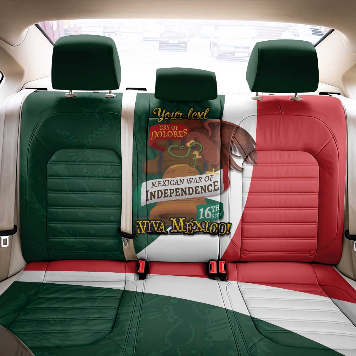 iViva Mexico Hidalgos Bell Personalized Back Car Seat Cover Mexican Independence Day Fiesta - Wonder Print Shop