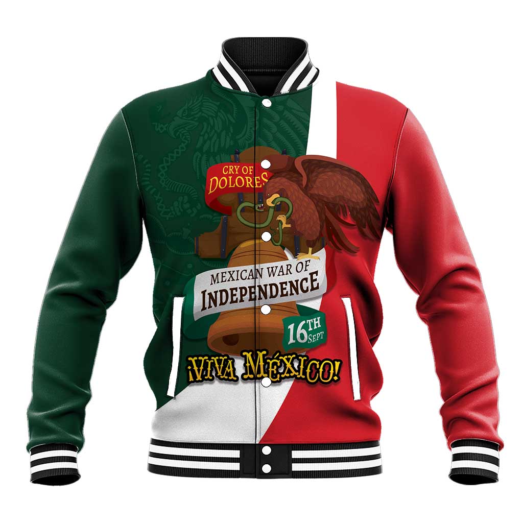 iViva Mexico Hidalgos Bell Personalized Baseball Jacket Mexican Independence Day Fiesta - Wonder Print Shop