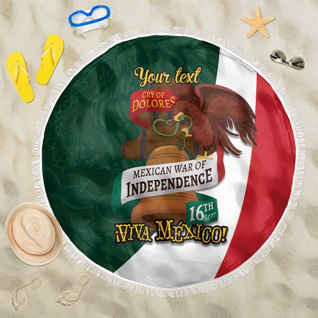 iViva Mexico Hidalgos Bell Personalized Beach Blanket Mexican Independence Day Fiesta - Wonder Print Shop
