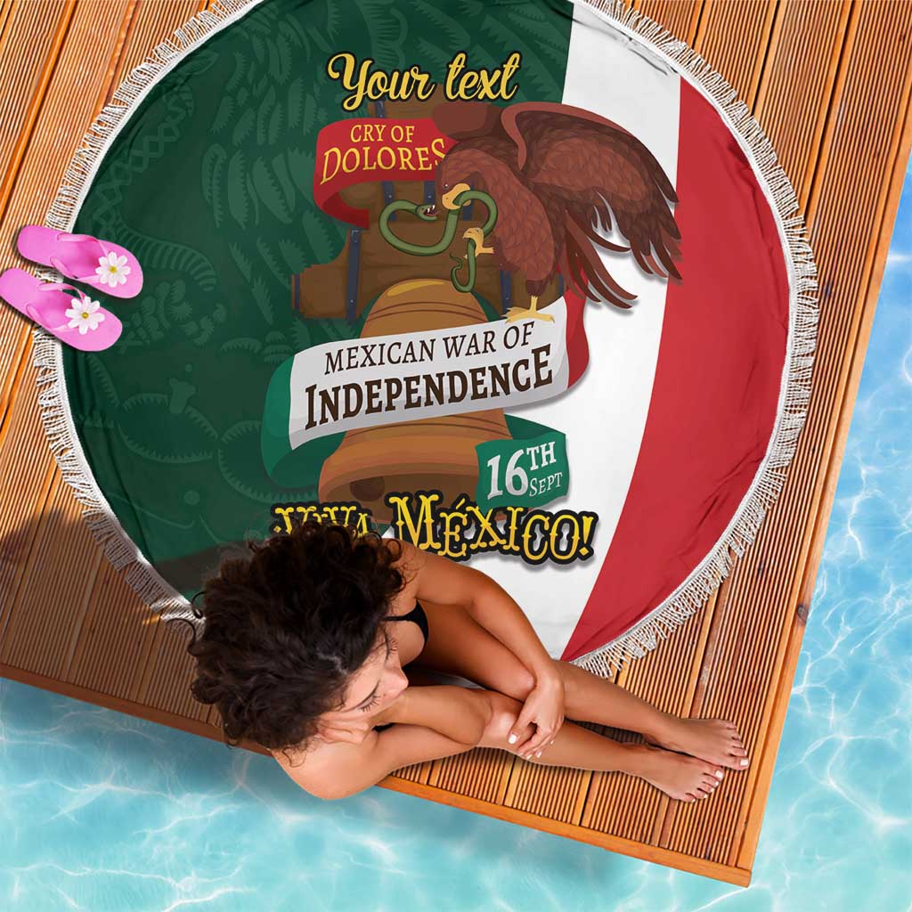 iViva Mexico Hidalgos Bell Personalized Beach Blanket Mexican Independence Day Fiesta - Wonder Print Shop