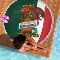 iViva Mexico Hidalgos Bell Personalized Beach Blanket Mexican Independence Day Fiesta - Wonder Print Shop