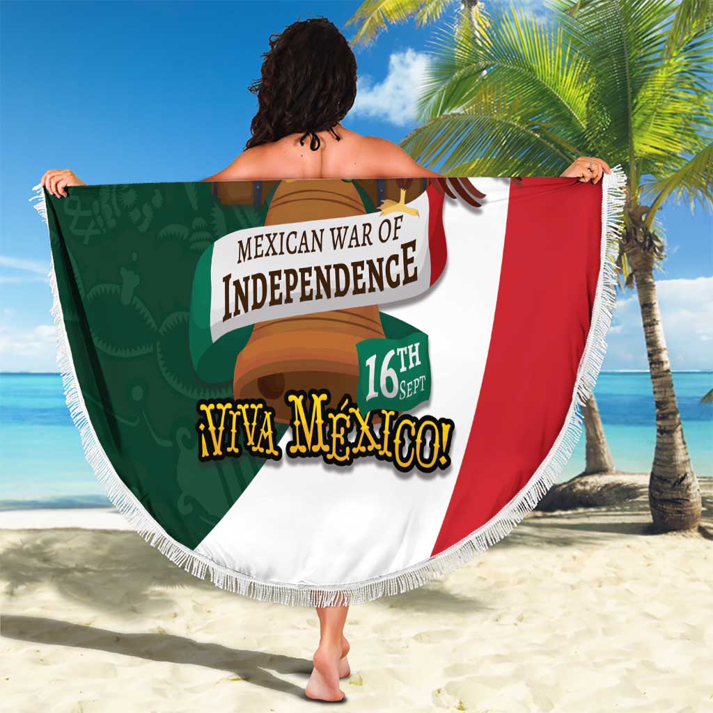iViva Mexico Hidalgos Bell Personalized Beach Blanket Mexican Independence Day Fiesta - Wonder Print Shop