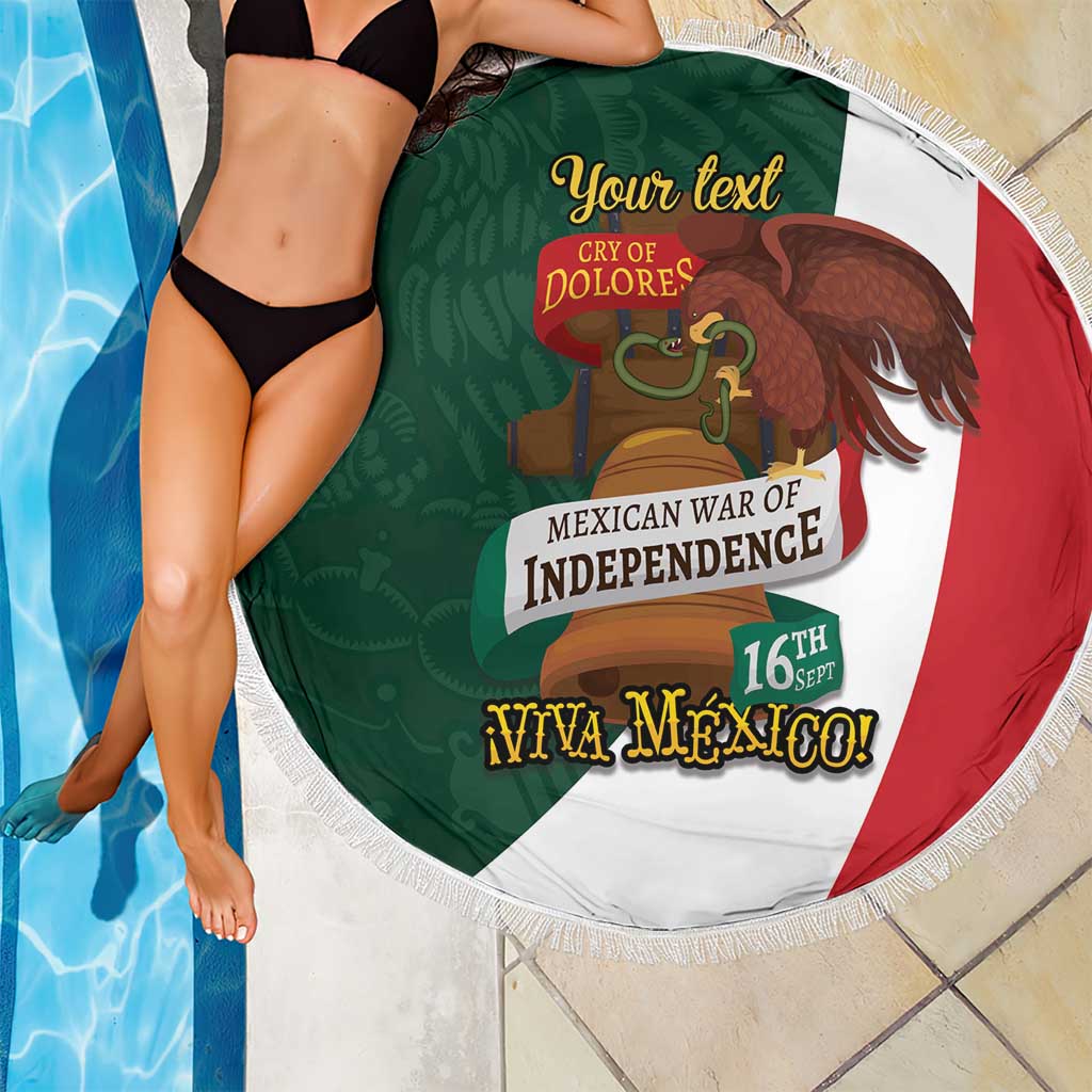 iViva Mexico Hidalgos Bell Personalized Beach Blanket Mexican Independence Day Fiesta - Wonder Print Shop