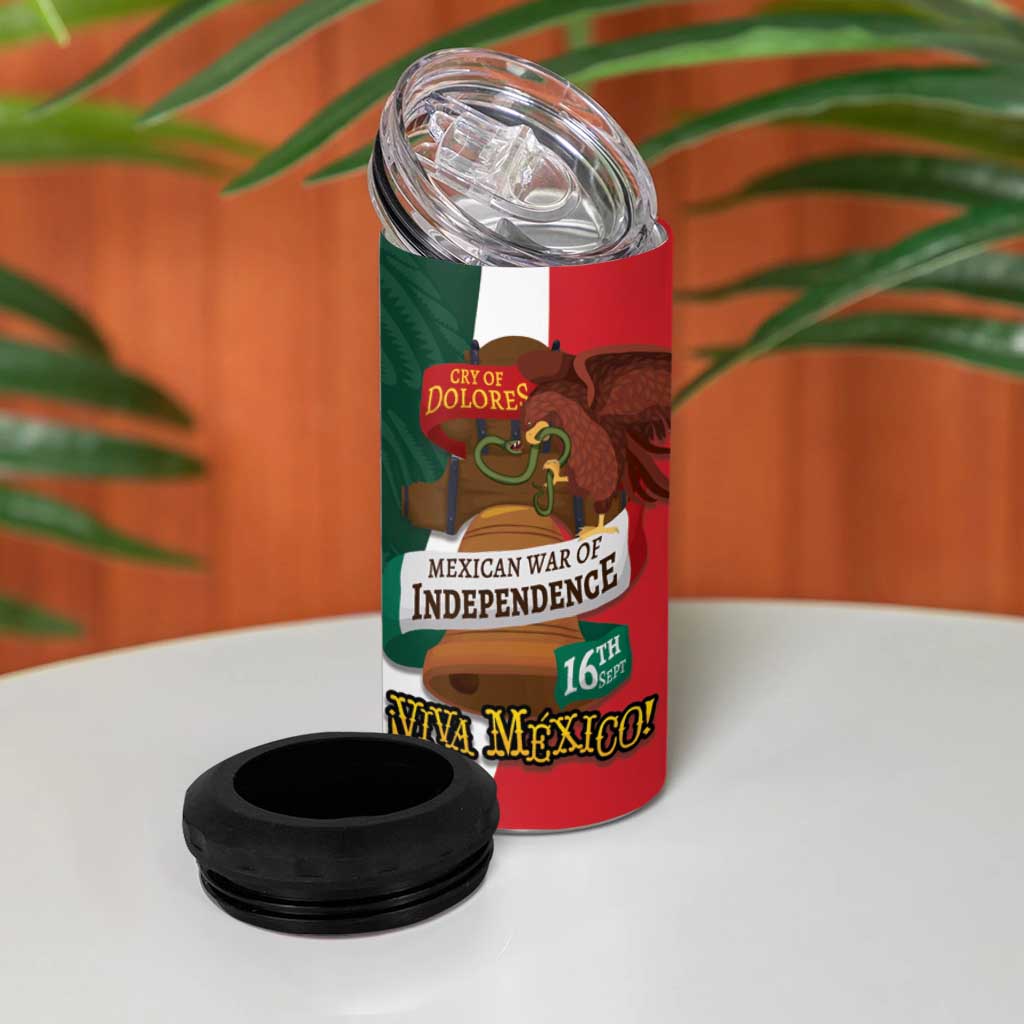 iViva Mexico Hidalgos Bell Personalized 4 in 1 Can Cooler Tumbler Mexican Independence Day Fiesta - Wonder Print Shop