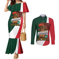 iViva Mexico Hidalgos Bell Personalized Couples Matching Mermaid Dress and Long Sleeve Button Shirt Mexican Independence Day Fiesta - Wonder Print Shop