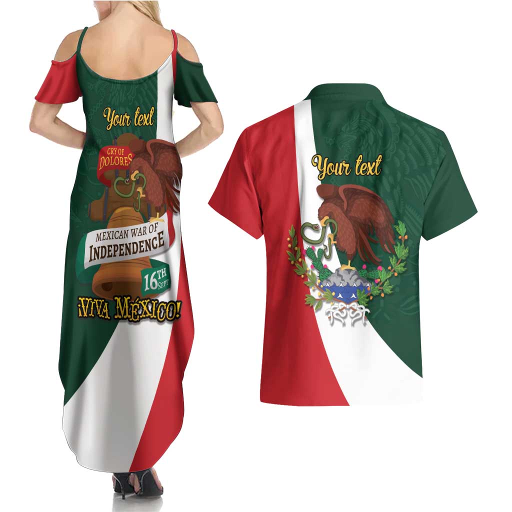 iViva Mexico Hidalgos Bell Personalized Couples Matching Summer Maxi Dress and Hawaiian Shirt Mexican Independence Day Fiesta - Wonder Print Shop