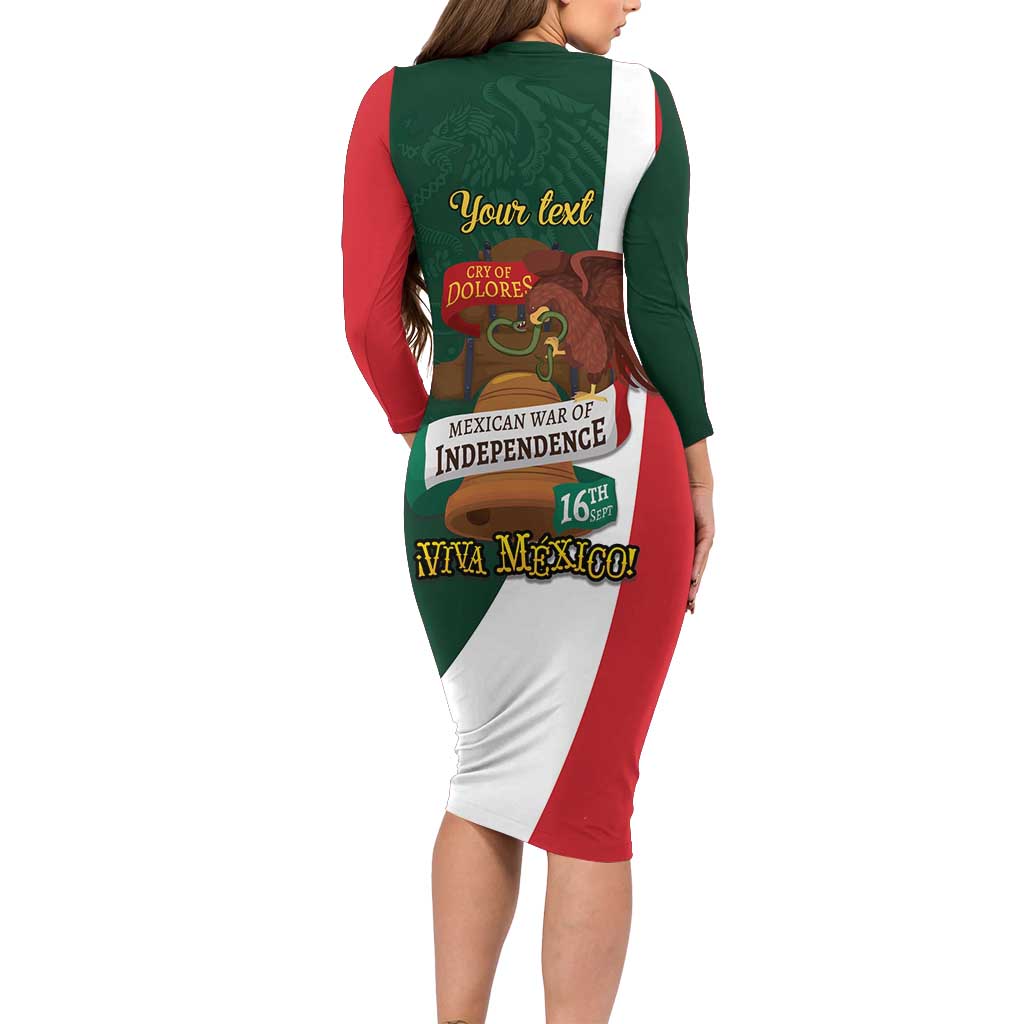 iViva Mexico Hidalgos Bell Personalized Family Matching Long Sleeve Bodycon Dress and Hawaiian Shirt Mexican Independence Day Fiesta - Wonder Print Shop