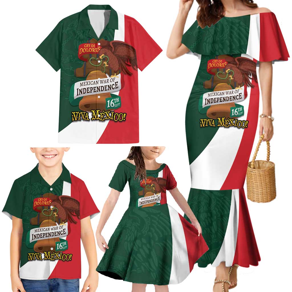 iViva Mexico Hidalgos Bell Personalized Family Matching Mermaid Dress and Hawaiian Shirt Mexican Independence Day Fiesta - Wonder Print Shop
