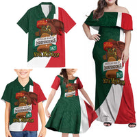 iViva Mexico Hidalgos Bell Personalized Family Matching Off Shoulder Maxi Dress and Hawaiian Shirt Mexican Independence Day Fiesta - Wonder Print Shop