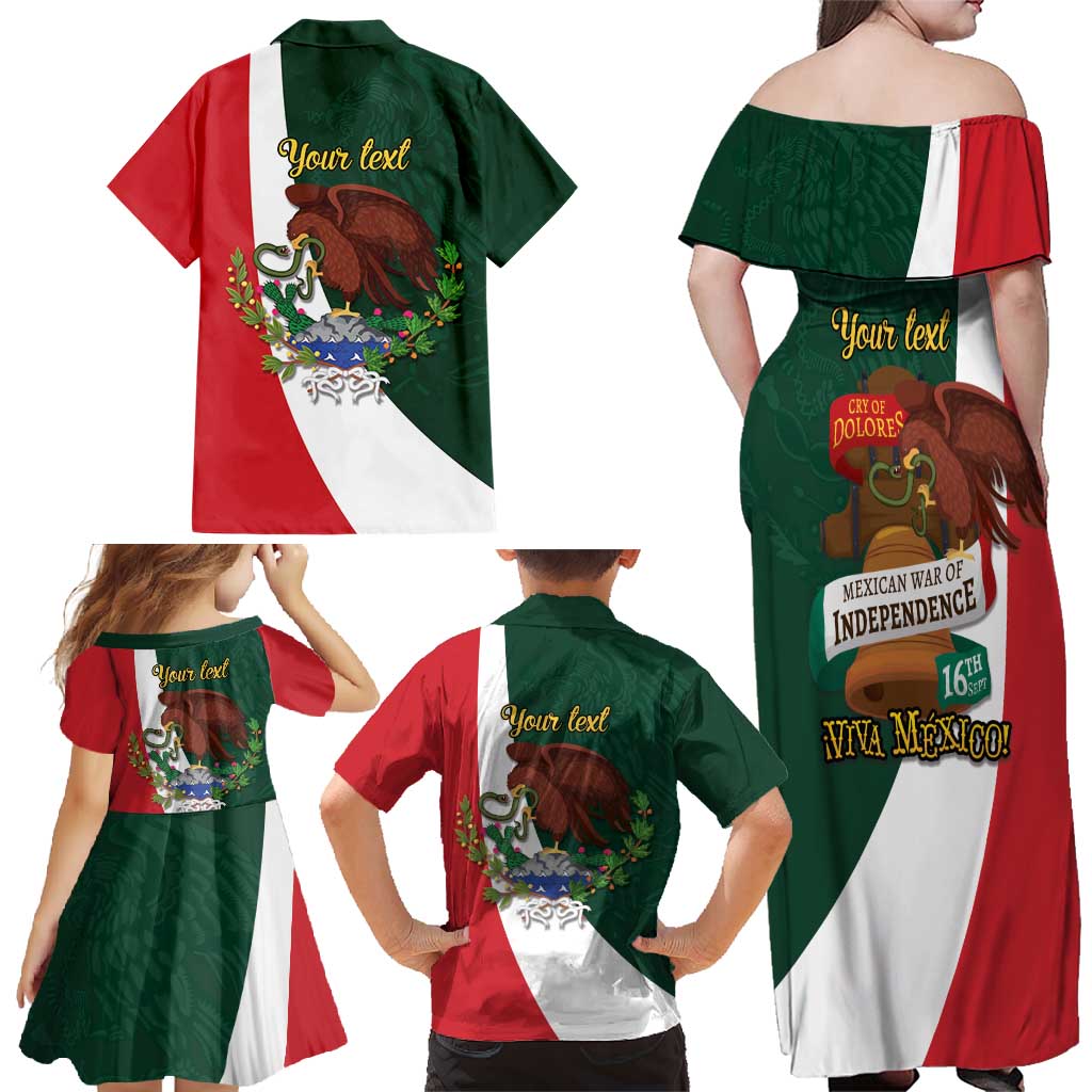 iViva Mexico Hidalgos Bell Personalized Family Matching Off Shoulder Maxi Dress and Hawaiian Shirt Mexican Independence Day Fiesta - Wonder Print Shop