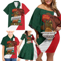 iViva Mexico Hidalgos Bell Personalized Family Matching Off Shoulder Short Dress and Hawaiian Shirt Mexican Independence Day Fiesta - Wonder Print Shop