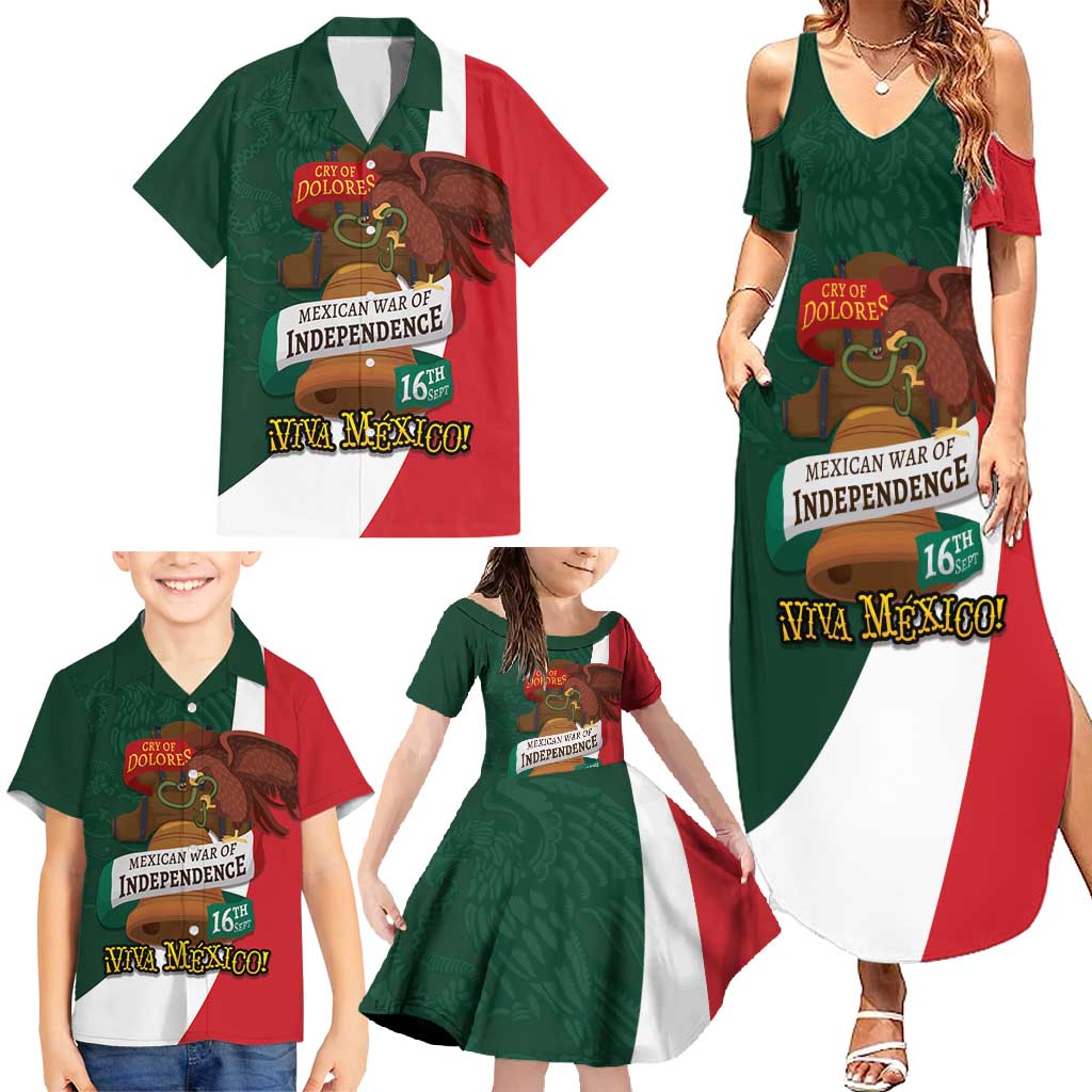 iViva Mexico Hidalgos Bell Personalized Family Matching Summer Maxi Dress and Hawaiian Shirt Mexican Independence Day Fiesta - Wonder Print Shop