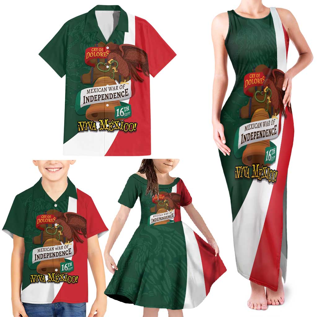 iViva Mexico Hidalgos Bell Personalized Family Matching Tank Maxi Dress and Hawaiian Shirt Mexican Independence Day Fiesta - Wonder Print Shop