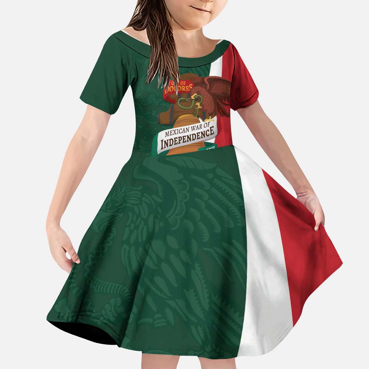 iViva Mexico Hidalgos Bell Personalized Kid Short Sleeve Dress Mexican Independence Day Fiesta - Wonder Print Shop