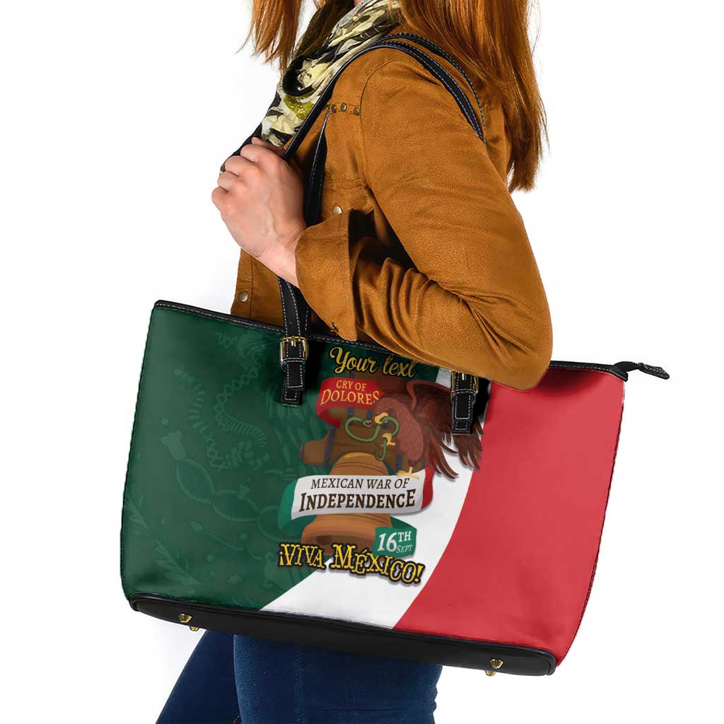 iViva Mexico Hidalgos Bell Personalized Leather Tote Bag Mexican Independence Day Fiesta - Wonder Print Shop