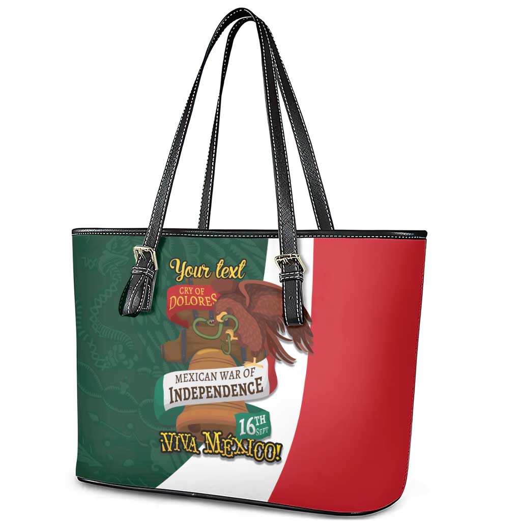 iViva Mexico Hidalgos Bell Personalized Leather Tote Bag Mexican Independence Day Fiesta - Wonder Print Shop