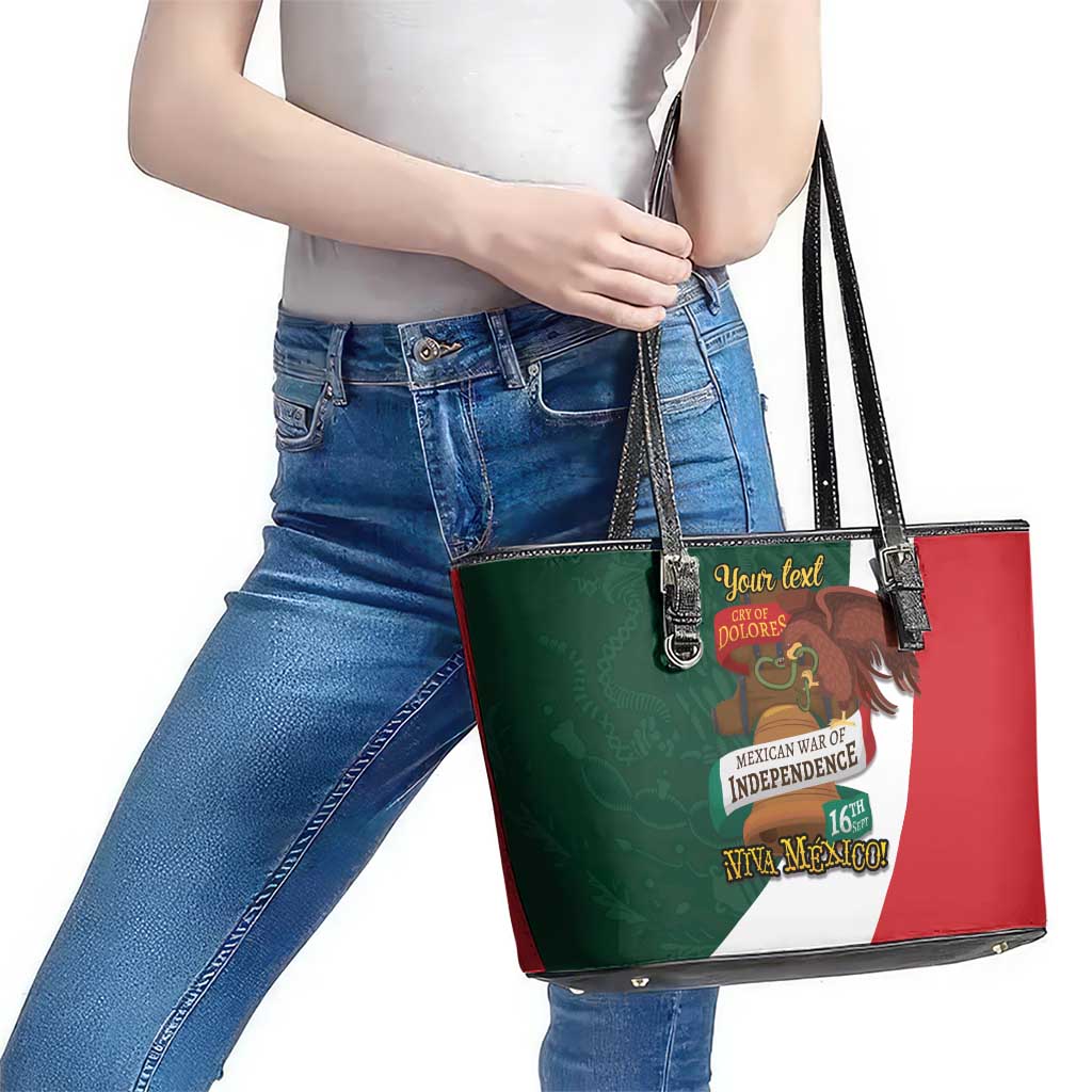 iViva Mexico Hidalgos Bell Personalized Leather Tote Bag Mexican Independence Day Fiesta - Wonder Print Shop