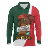 iViva Mexico Hidalgos Bell Personalized Long Sleeve Polo Shirt Mexican Independence Day Fiesta - Wonder Print Shop