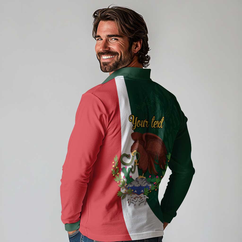 iViva Mexico Hidalgos Bell Personalized Long Sleeve Polo Shirt Mexican Independence Day Fiesta - Wonder Print Shop