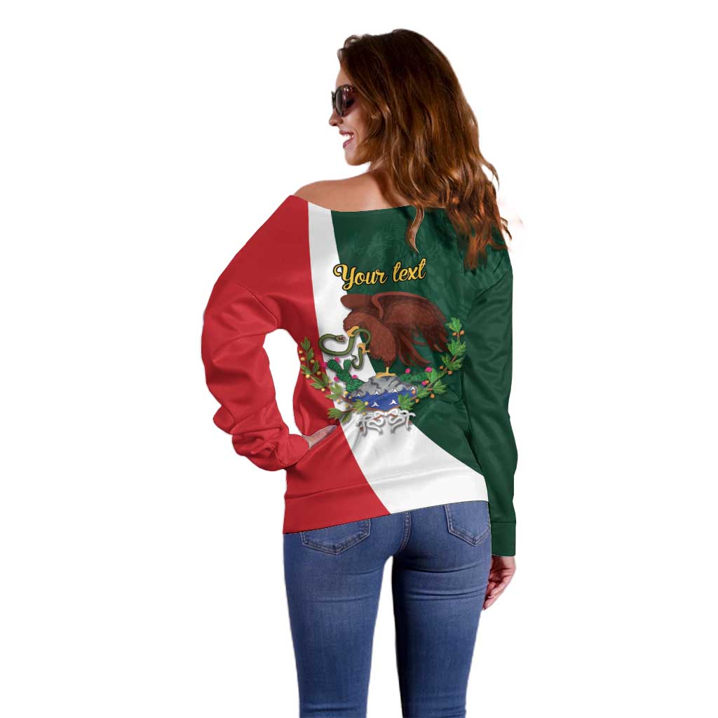 iViva Mexico Hidalgos Bell Personalized Off Shoulder Sweater Mexican Independence Day Fiesta - Wonder Print Shop