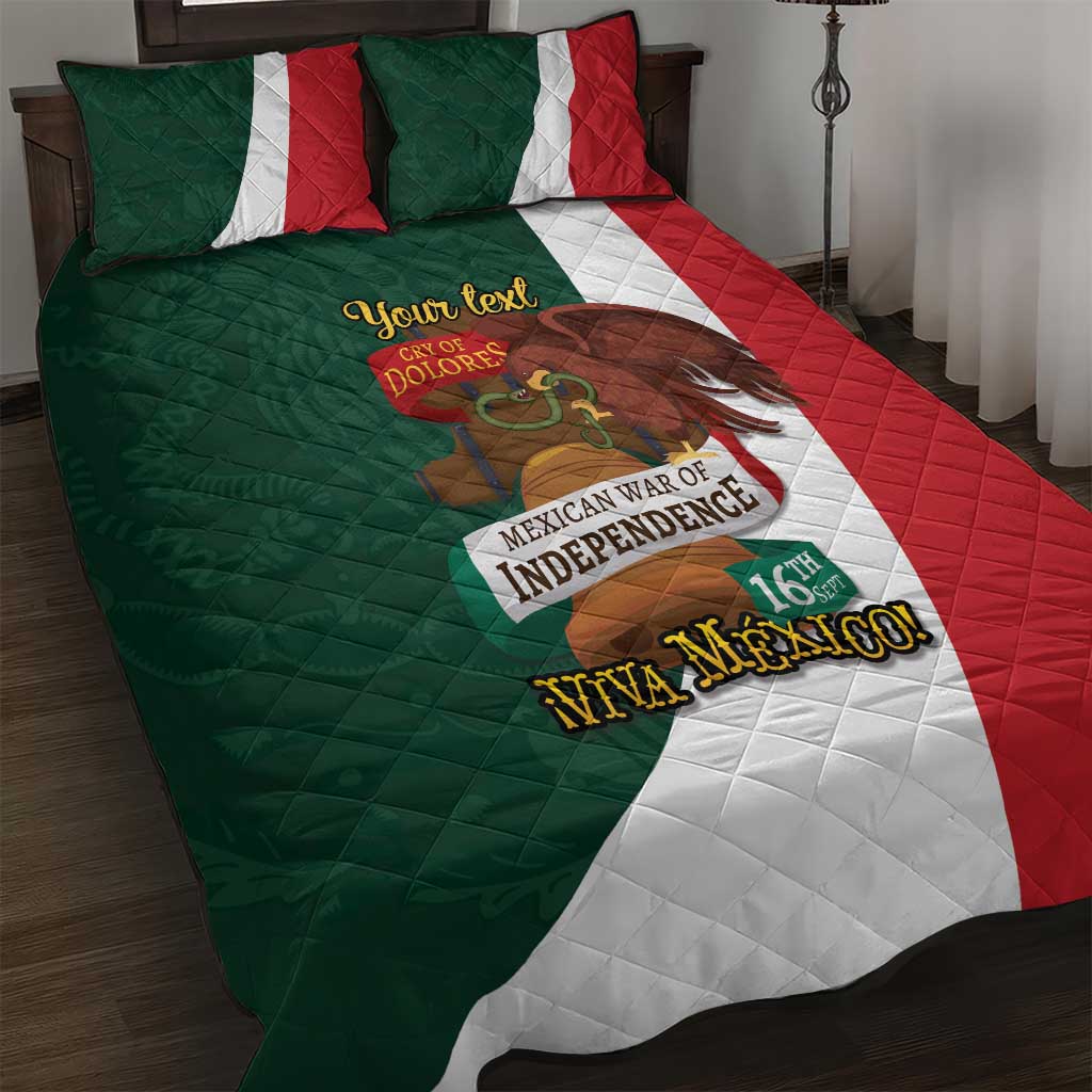 iViva Mexico Hidalgos Bell Personalized Quilt Bed Set Mexican Independence Day Fiesta - Wonder Print Shop