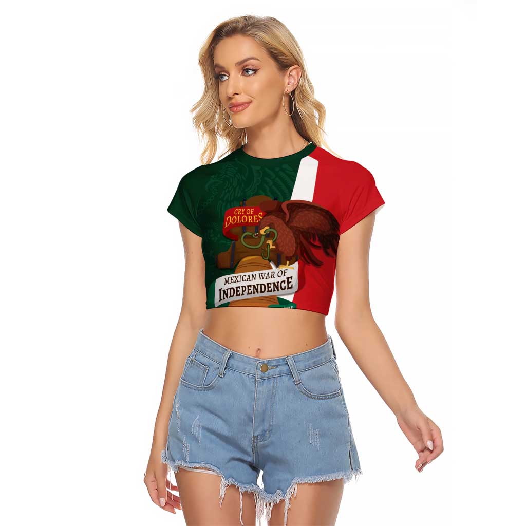 iViva Mexico Hidalgos Bell Personalized Raglan Cropped T Shirt Mexican Independence Day Fiesta - Wonder Print Shop