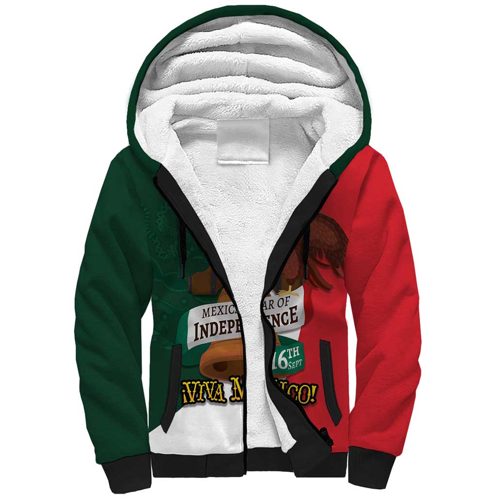 iViva Mexico Hidalgos Bell Personalized Sherpa Hoodie Mexican Independence Day Fiesta - Wonder Print Shop