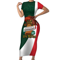 iViva Mexico Hidalgos Bell Personalized Short Sleeve Bodycon Dress Mexican Independence Day Fiesta - Wonder Print Shop