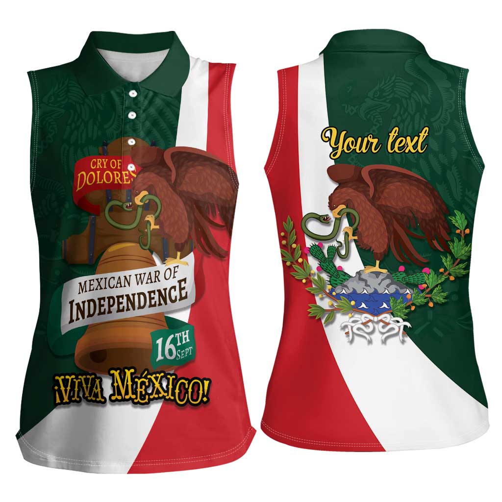 iViva Mexico Hidalgos Bell Personalized Women Sleeveless Polo Shirt Mexican Independence Day Fiesta - Wonder Print Shop