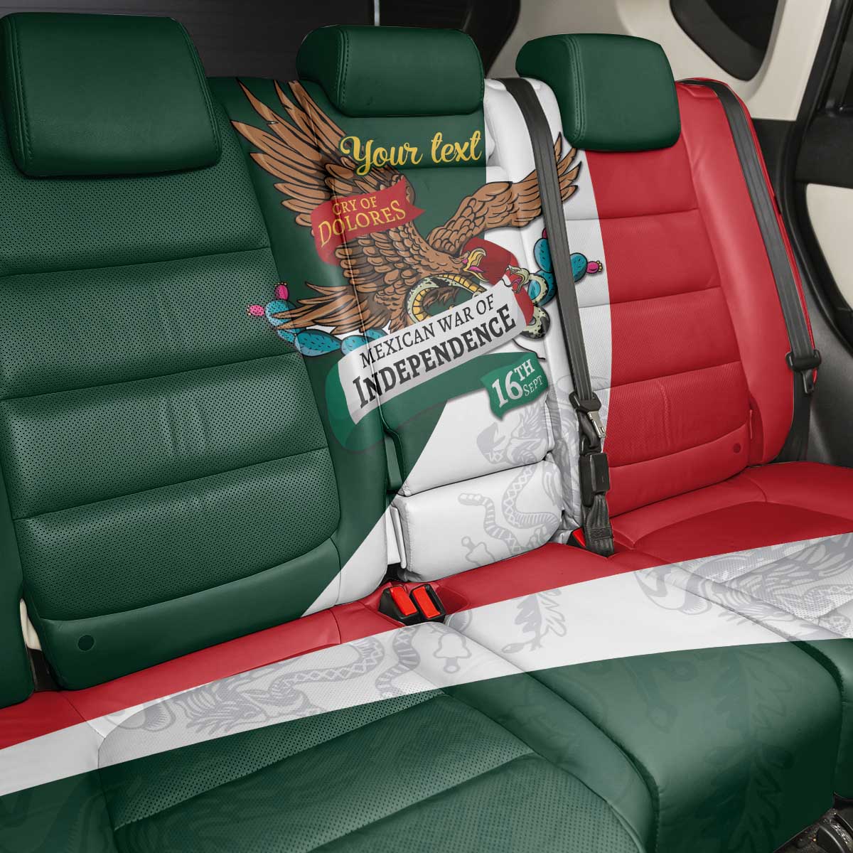 iViva Mexico Eagle Personalized Back Car Seat Cover Mexican Independence Day Fiesta - Wonder Print Shop