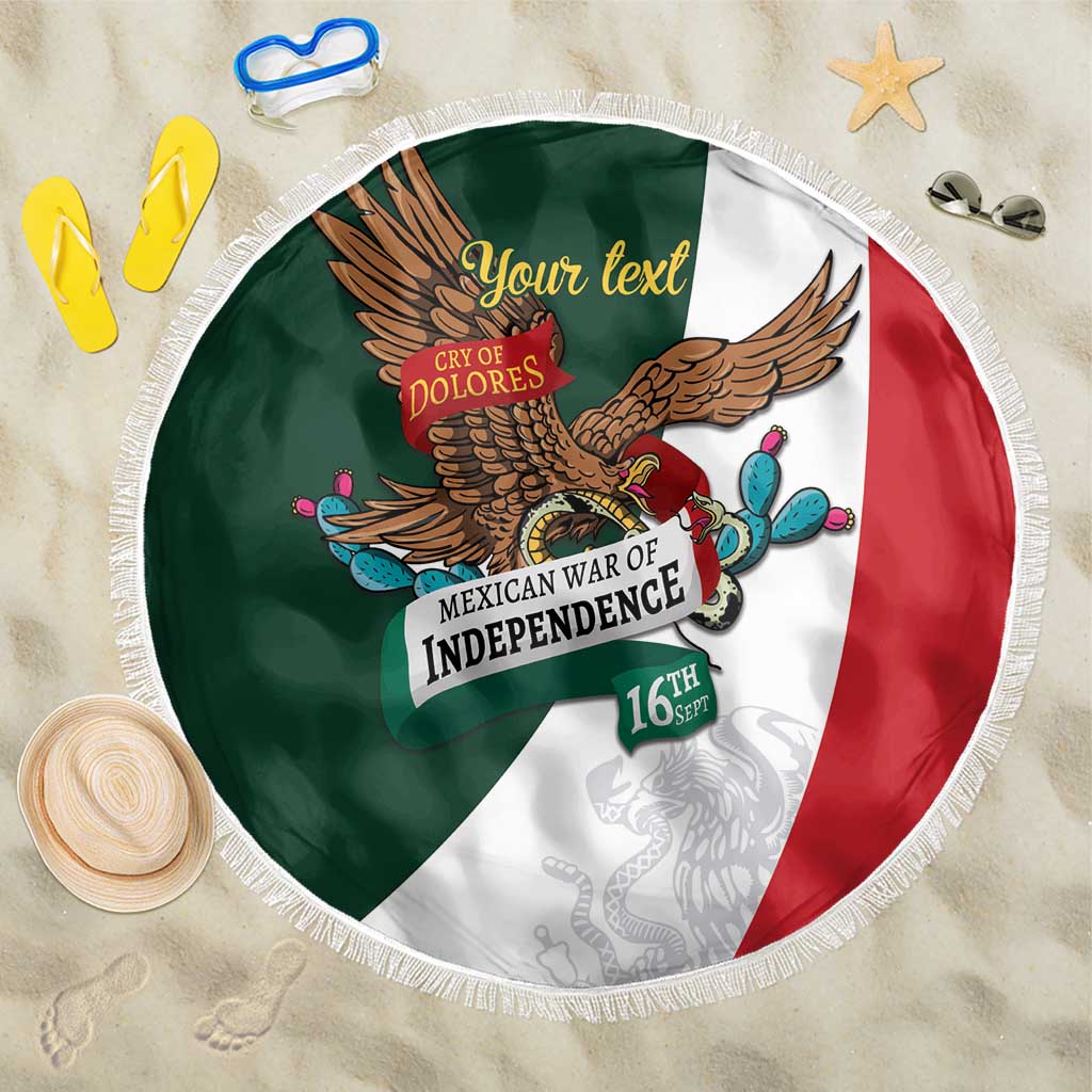 iViva Mexico Eagle Personalized Beach Blanket Mexican Independence Day Fiesta - Wonder Print Shop