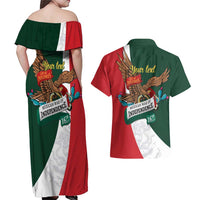 iViva Mexico Eagle Personalized Couples Matching Off Shoulder Maxi Dress and Hawaiian Shirt Mexican Independence Day Fiesta - Wonder Print Shop