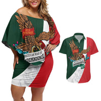 iViva Mexico Eagle Personalized Couples Matching Off Shoulder Short Dress and Hawaiian Shirt Mexican Independence Day Fiesta - Wonder Print Shop