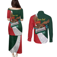 iViva Mexico Eagle Personalized Couples Matching Puletasi and Long Sleeve Button Shirt Mexican Independence Day Fiesta - Wonder Print Shop