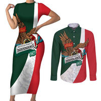 iViva Mexico Eagle Personalized Couples Matching Short Sleeve Bodycon Dress and Long Sleeve Button Shirt Mexican Independence Day Fiesta - Wonder Print Shop